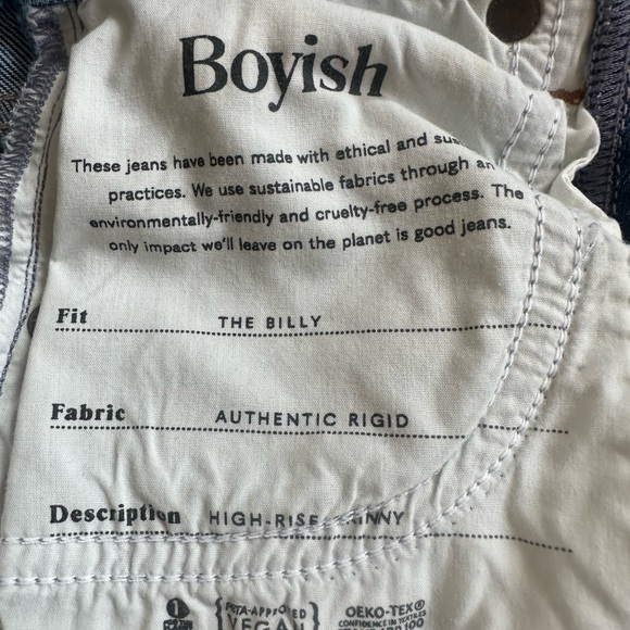 Boyish Billy High Rise Skinny Jeans Size 23 Rigid Button fly Medium Wash Raw Hem - Picture 12 of 13